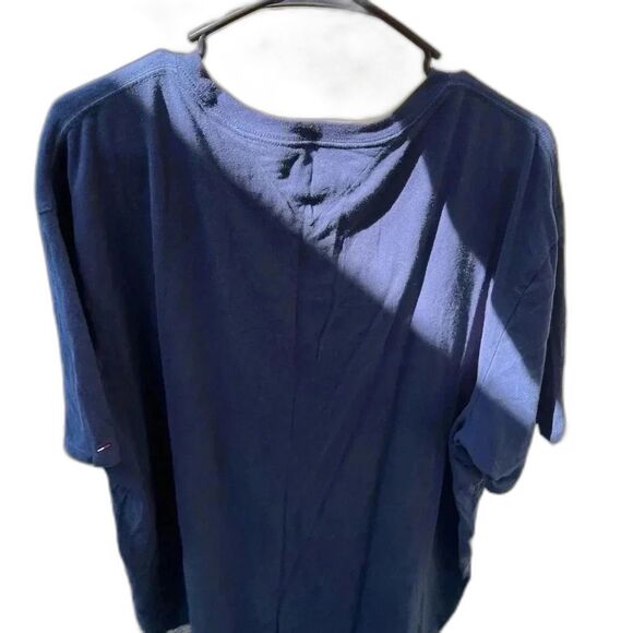 Tommy Hilfiger Shirt Mens Blue Casual Fleece Logo Short Sleeve Classic - Picture 3 of 4